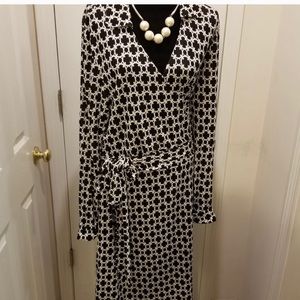 Talbots Faux wrap dress with French cuffs